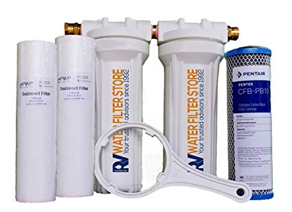 ESSENTIAL RV WATER FILTER SYSTEM with hose fittings - Premium RV Water Filtration System with Cyst Removal