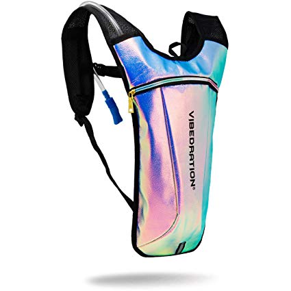 Vibedration Holographic Rave Water Pack | 2L Water Capacity | Hydration Pack for Raves, Music Festivals, Dancing, Hiking & More