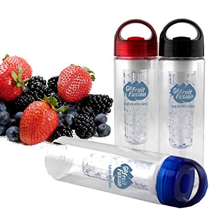 Go Fruit Fusion Fruit Infuser Water Bottle, 20 oz BPA Free Tritan Plastic, Premium Quality Fitness Canteen, Leak Proof Cap.