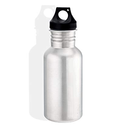 Eco-Friendly Wide Mouth 17 oz, 500 mL Stainless Steel Water Bottle - BPA Free, Brushed Metal Silver