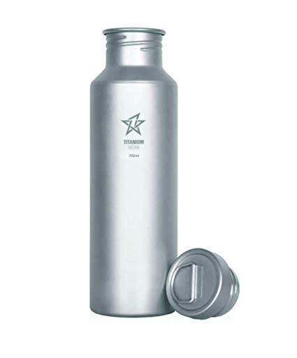 Titanium Water Bottle with Titanium Cap 700 Ml 24 oz. and FREE Titanium Carabiner with purchase