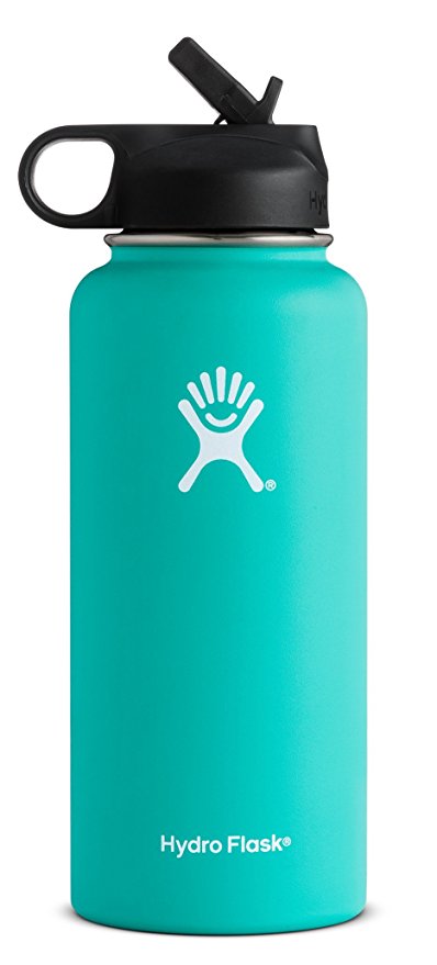 Hydro Flask Double Wall Vacuum Insulated Stainless Steel Sports Water Bottle, Wide Mouth with BPA Free Straw Lid