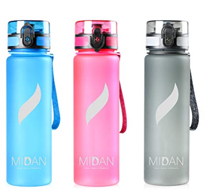 Midan BPA Free Water Bottle, Flip Top, Sports Water bottle, in 22oz and 28oz, Ideal for Running, Walking, Cycling, Hiking, Camping, Yoga, Gym, Office, School and Daily Use