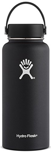 Hydro Flask 32 oz Double Wall Vacuum Insulated Stainless Steel Leak Proof Sports Water Bottle, Wide Mouth with BPA Free Flex Cap, Black