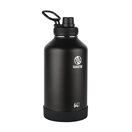 Takeya Actives Insulated Stainless Water Bottle Beer Growler with Insulated Spout Lid, 64 oz, Onyx