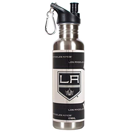 Great American Products NHL Los Angeles Kings Steel Water Bottle with Metallic Graphics, 26 oz, Silver