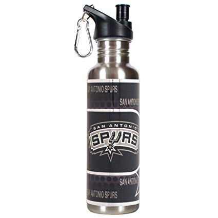 Great American Products NBA San Antonio Spurs Steel Water Bottle with Metallic Graphics, 26 oz, Silver