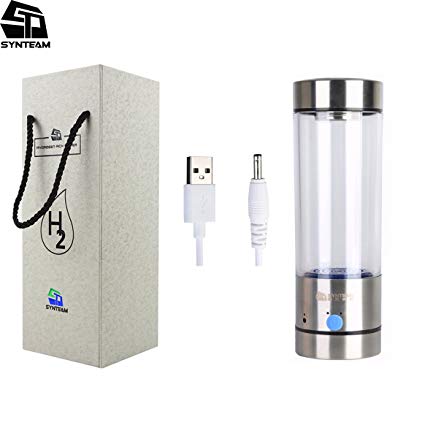 Synteam Hydrogen Rich Water Bottle 400ML Portable Ionizer Maker Recharge Generator Anti-aging Alkaline Water Purifier Filter