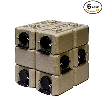 WaterBrick Tan Water Storage Container (6 pack) 3.5 Gallon BPA Free Portable and Stackable