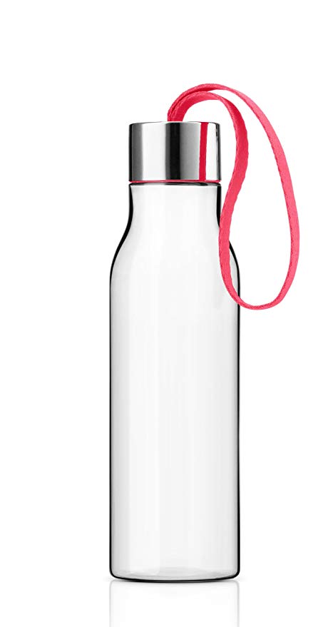 Eva Solo Drinking Bottle, 0.5-Liter, Clear with Teaberry Strap